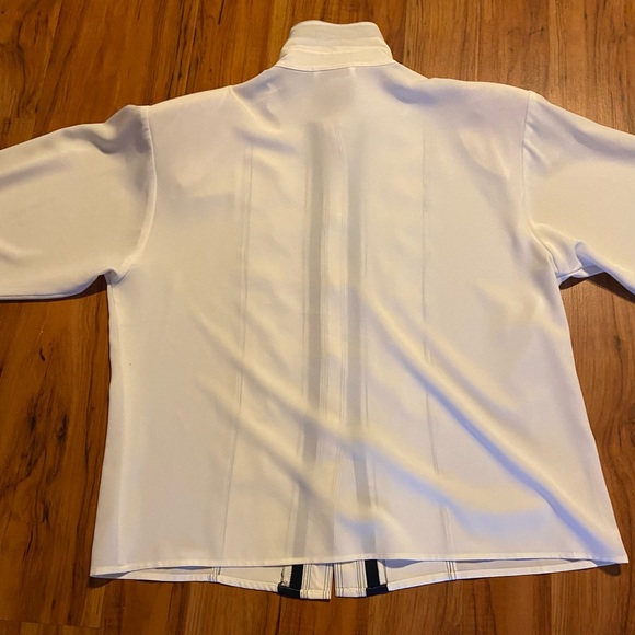 Tess Vintage Women’s White/Navy Button Blouse Size 10 - Picture 13 of 16
